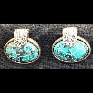 CHICO’S Faux Turquoise Button Earrings